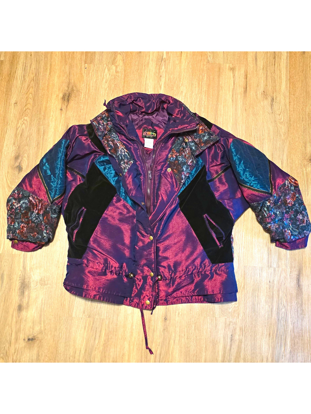 Vintage 90s Current Seen Iridescent Ski Jacket Womens M Patchwork Colorblock